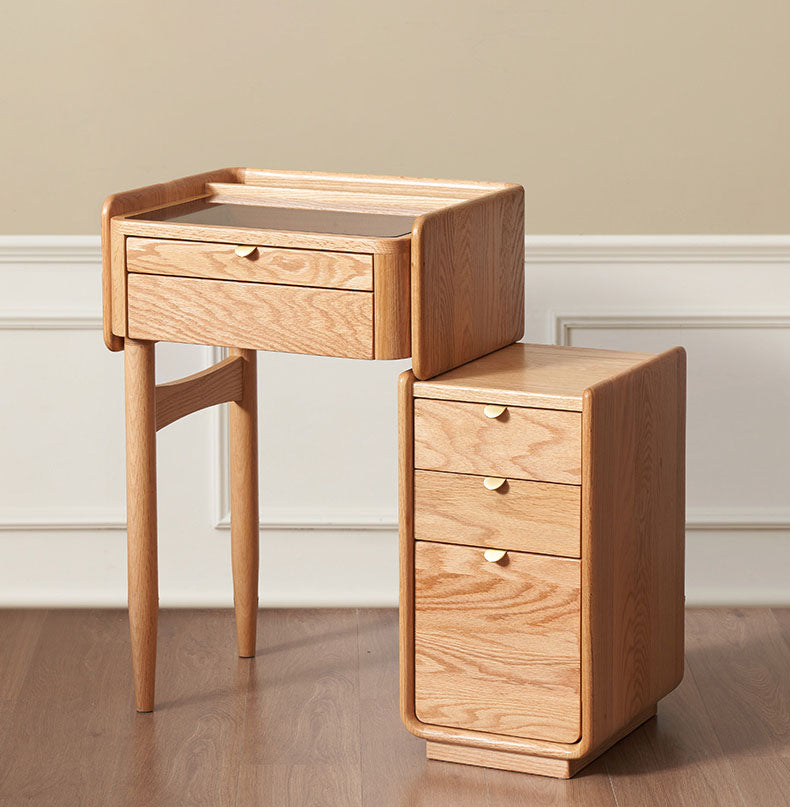 ドレッサー 化粧台 幅78cm メイク台 鏡台 無垢材 伸長調節自由 y-L9051/k7052