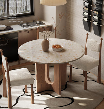 イタリア輸入テラゾー石材 ラウンドテーブル ナチュラル丸テーブルkoboos-020