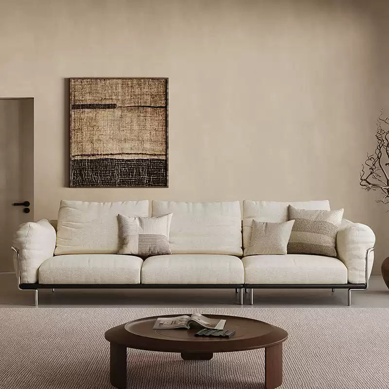 高級ソファ おしゃれなファブリックソファー フェザークッション高反発タイプウレタン les-001