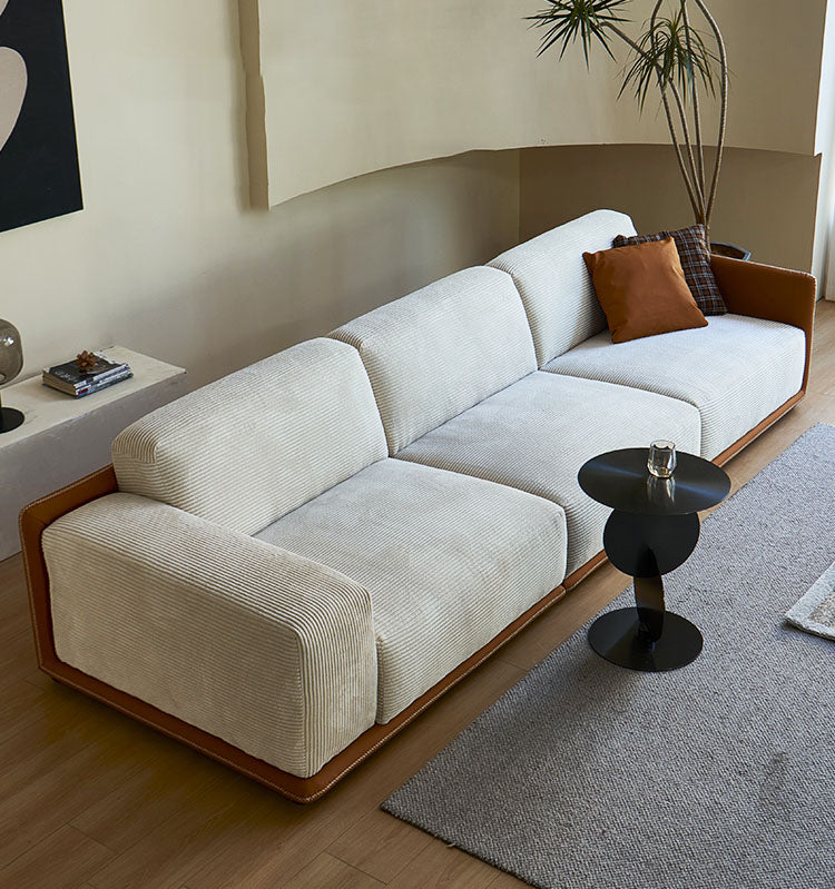 コンパクトなリビングにぴったりのコーデュロイ布製ソファ。ストレートタイプソファ。mesfan-001