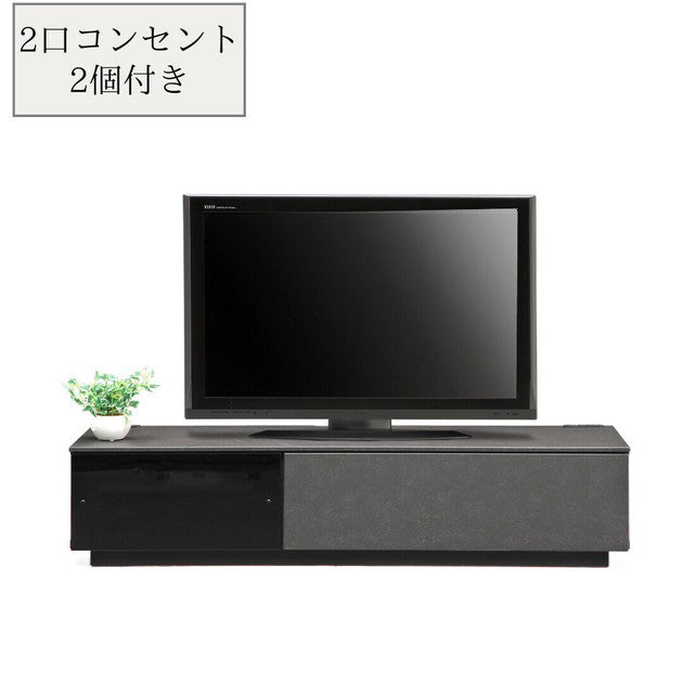 【在庫品】テレビボード シンプルモダンなブラックのセラミック調ローボード ブラック色sup-13425939