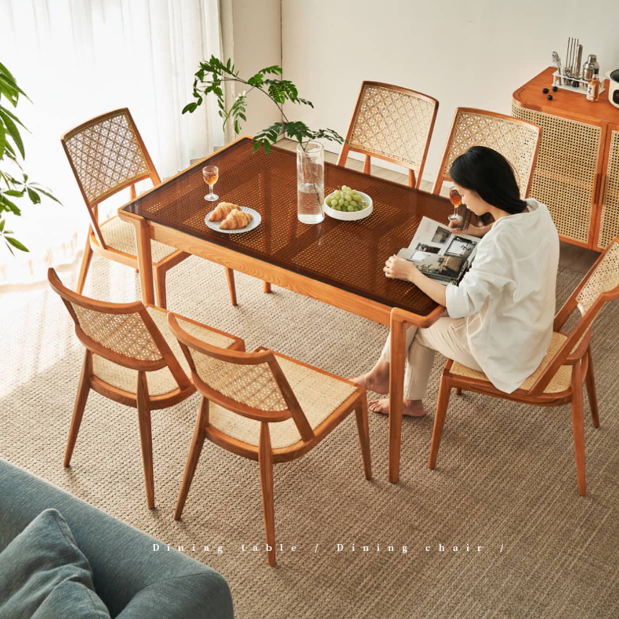ラタン高級ダイニングセット