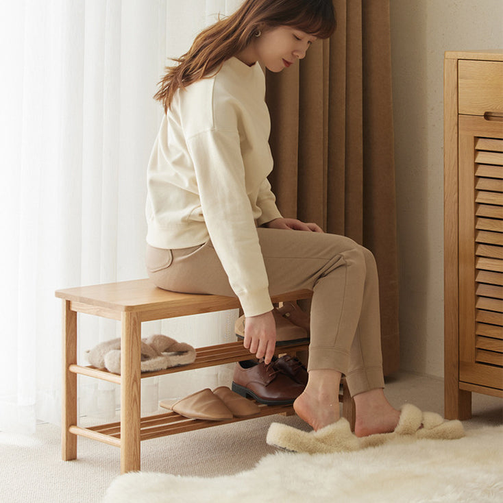 ベンチ 玄関ベンチ シューズラック 収納ラック 無垢材 b3095 - BestKagu