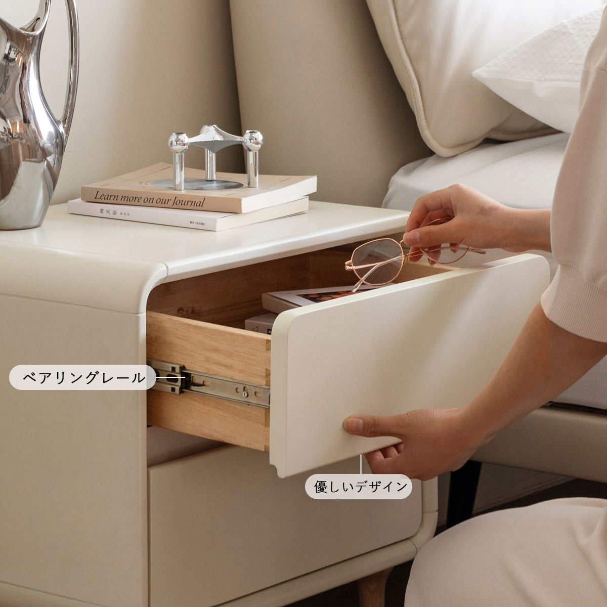 チェスト収納 引出タイプ ホワイト家具 Y211A01　ベッドサイドテーブル - BestKagu