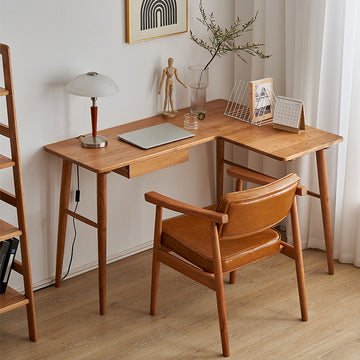 デスク 書斎デスク ワークデスク L字デザイン チェリー材 hyjj-968 - BestKagu