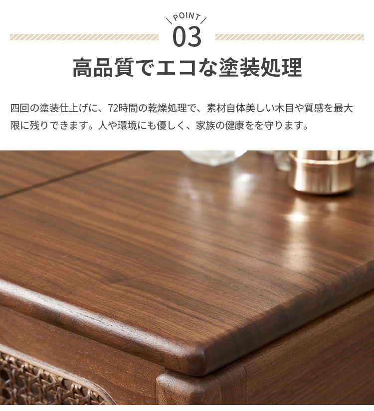 ドレッサー 化粧台 鏡付き 天然木 ブラウン y-b5056 - BestKagu