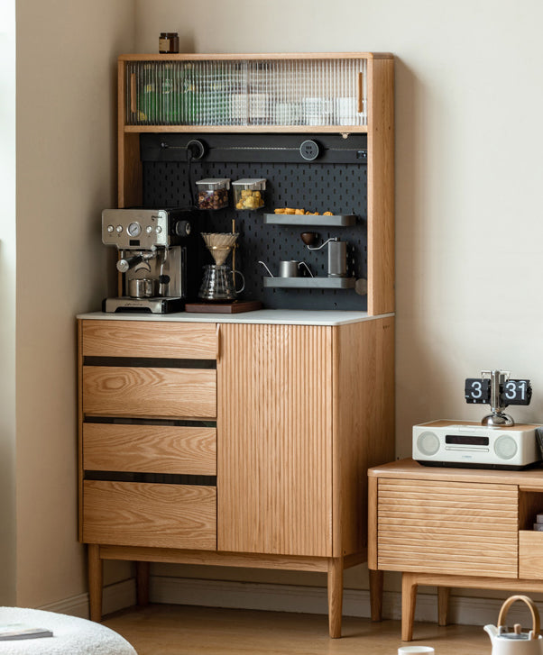 サイドボードキッチン収納　引き出し食器棚収納　カスタマイズ有孔ボードY150Q05