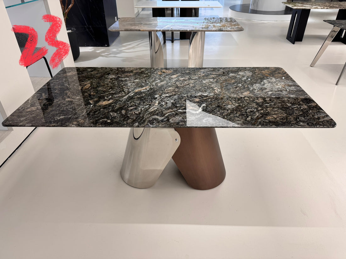 希少然大理石 幅180cm 6人用 長方形 金属脚 ゴールド ラグジュアリー モダン　jrjj-6770