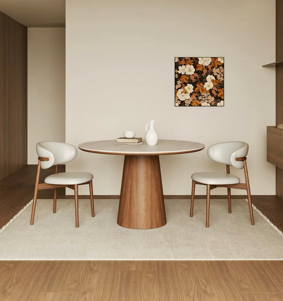 ラウンドテーブル高級ウォールナット+セラミック丸テーブルfalm-0002/halm-5918