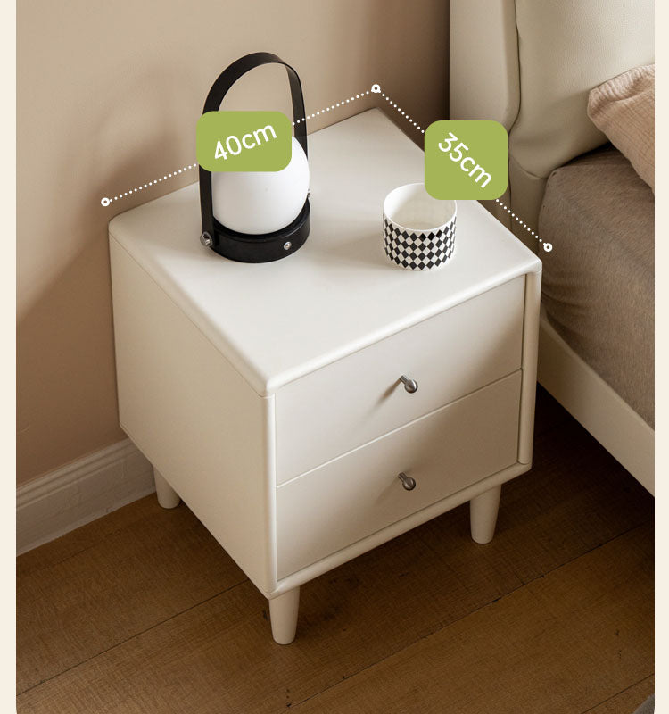 ナイトテーブル サイドテーブル2杯収納付き/ホワイト家具/オーク材家具