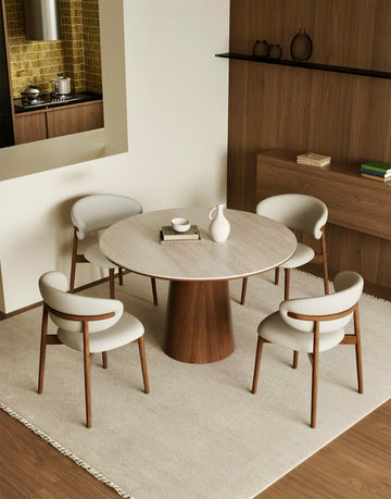 ラウンドテーブル高級ウォールナット+セラミック丸テーブルfalm-0002/halm-5918