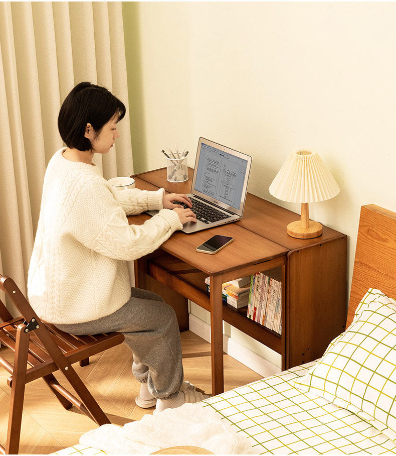 デスク 折りたたみテーブル 壁寄せ省スペース 竹天然素材を使用した