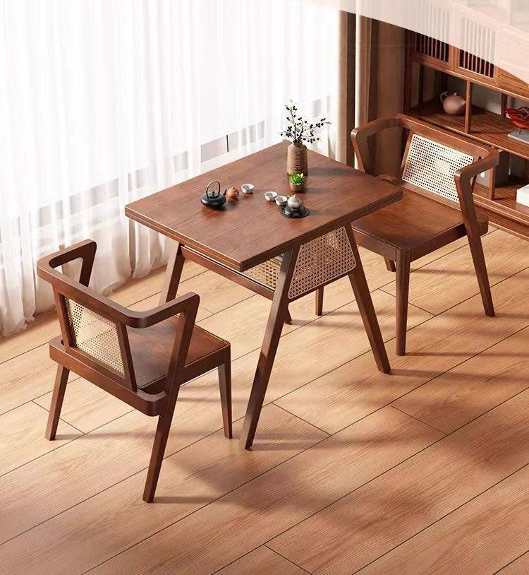 木製テーブル・デスク。省スペースコンパクト 椅子重ねて収納可能