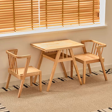 木製テーブル・デスク。省スペースコンパクト　椅子重ねて収納可能　ダイニングセット　ラタン調G3-7231