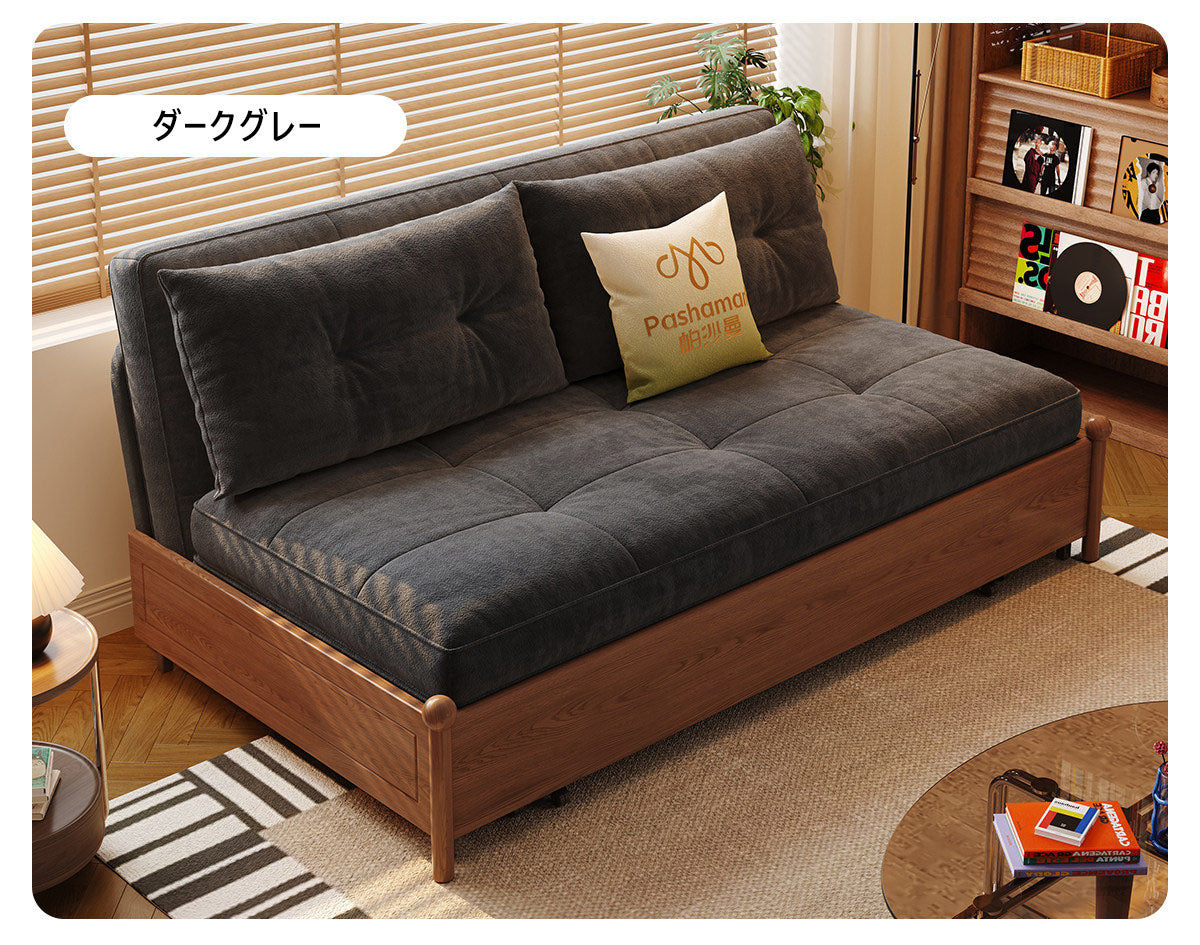 タイムセール！ソファベッド【ダークグレーマット付き】　長さは調節可能　BROWN タイムセール！ソファベッド【ダークグレーマット付き】 長さは調節