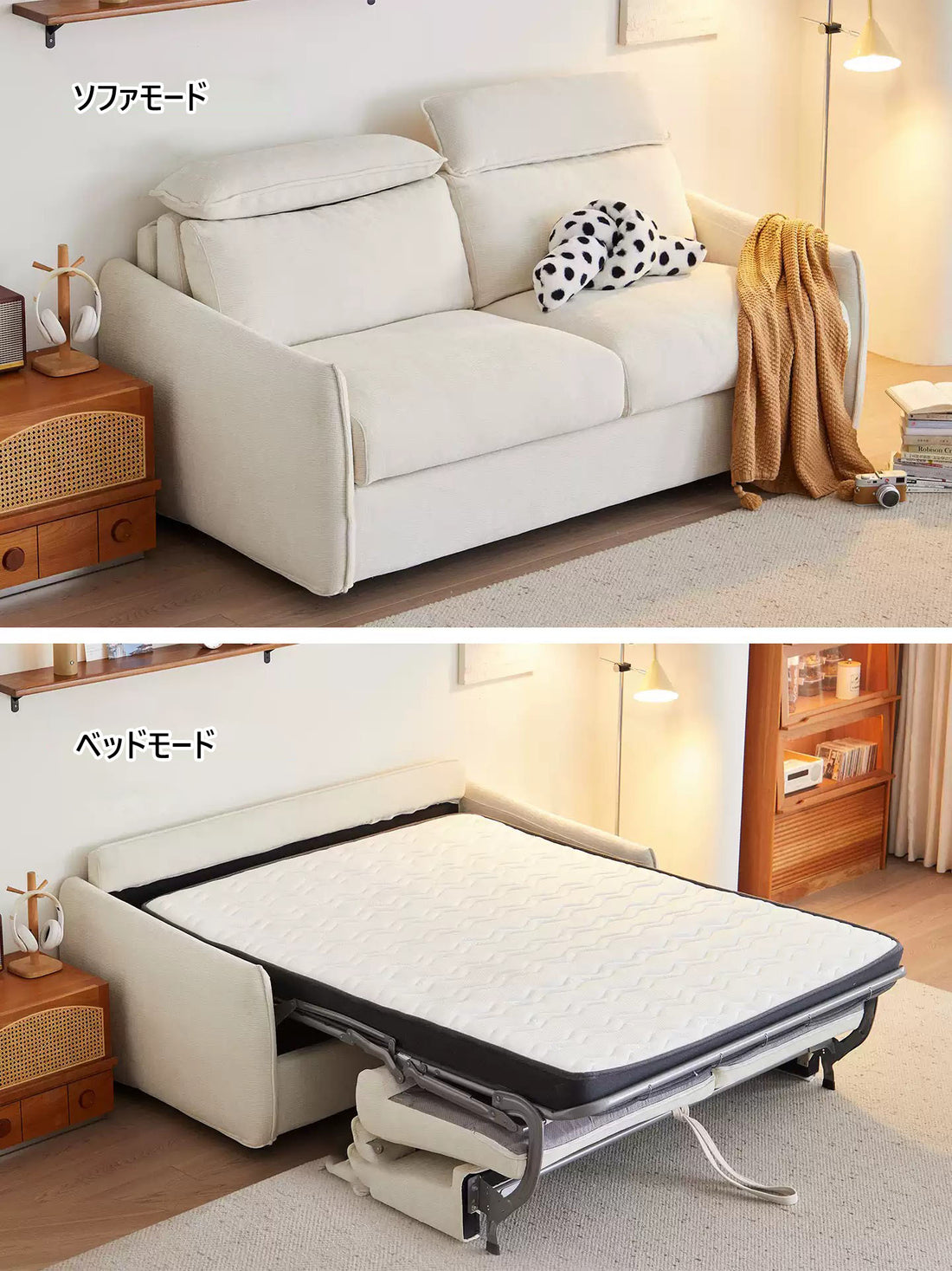 ソファ+ベッド　2WAYソファベッド　来客泊り用ベッド　マッドレス付きG3-7256