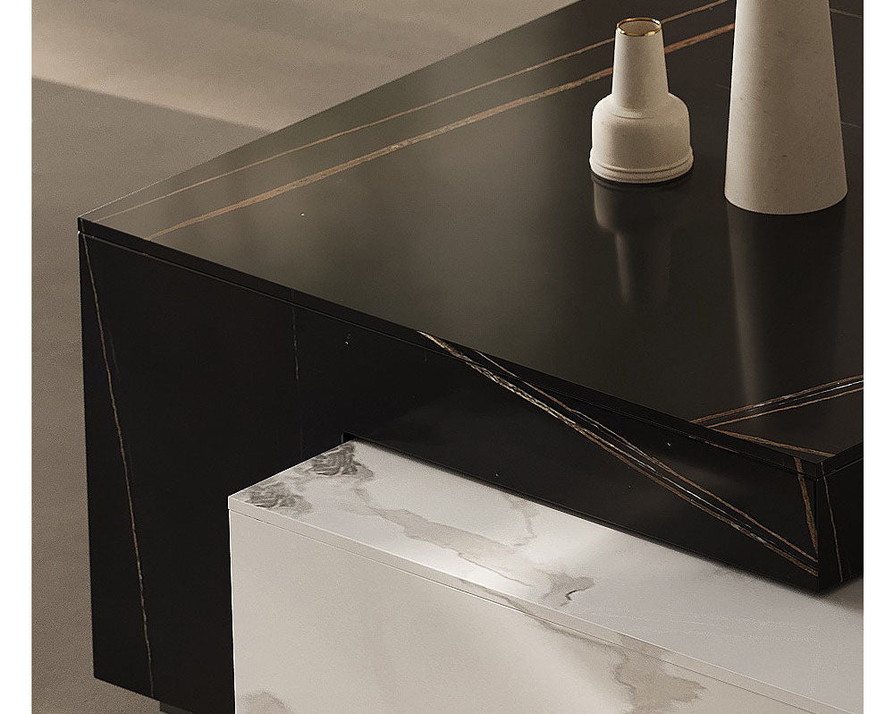 モダンなセラミックセンターテーブル | おしゃれなリビングインテリアに最適 | 大理石調デザイン　引き出し無しタイプ fjd-4681