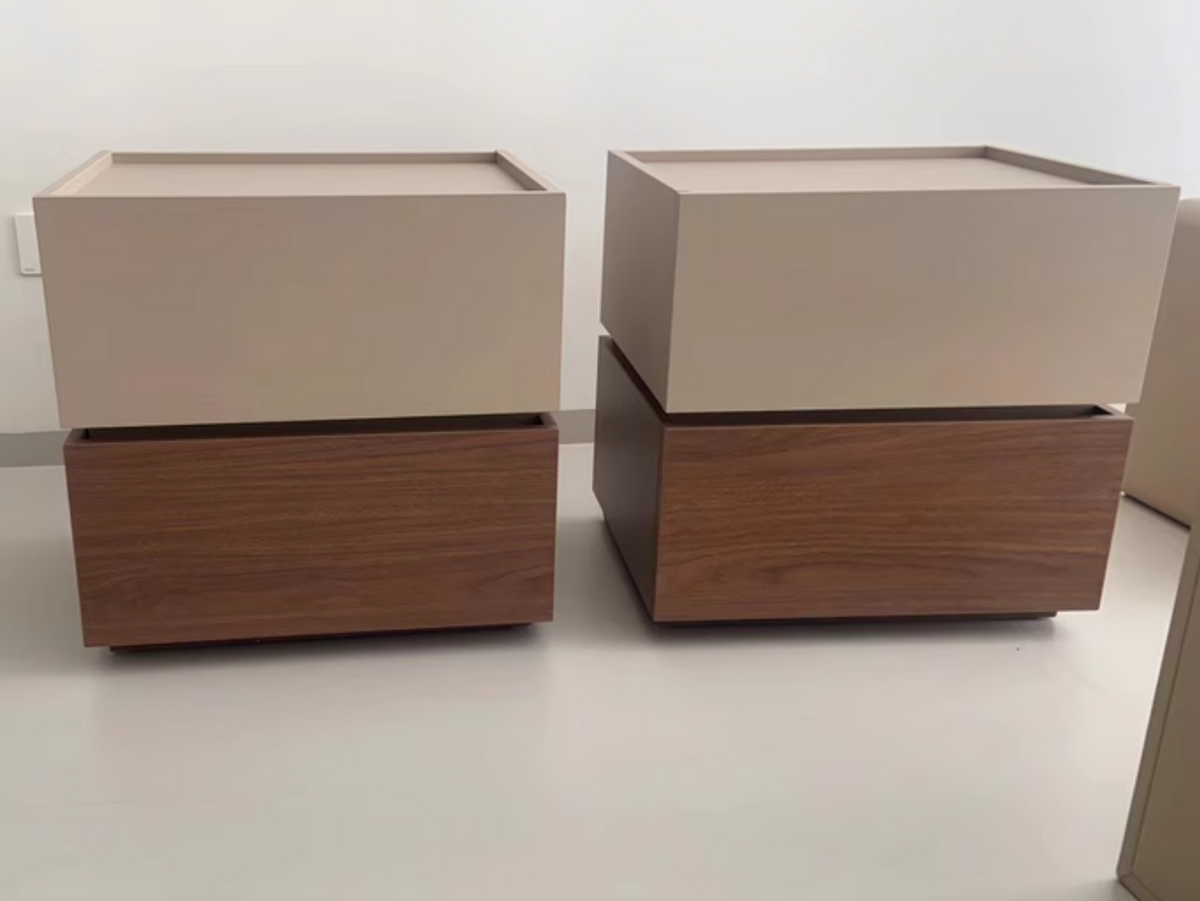 多層板製ナイトテーブル｜ベッドサイド　2段収納 　hmq-1925 - BestKagu