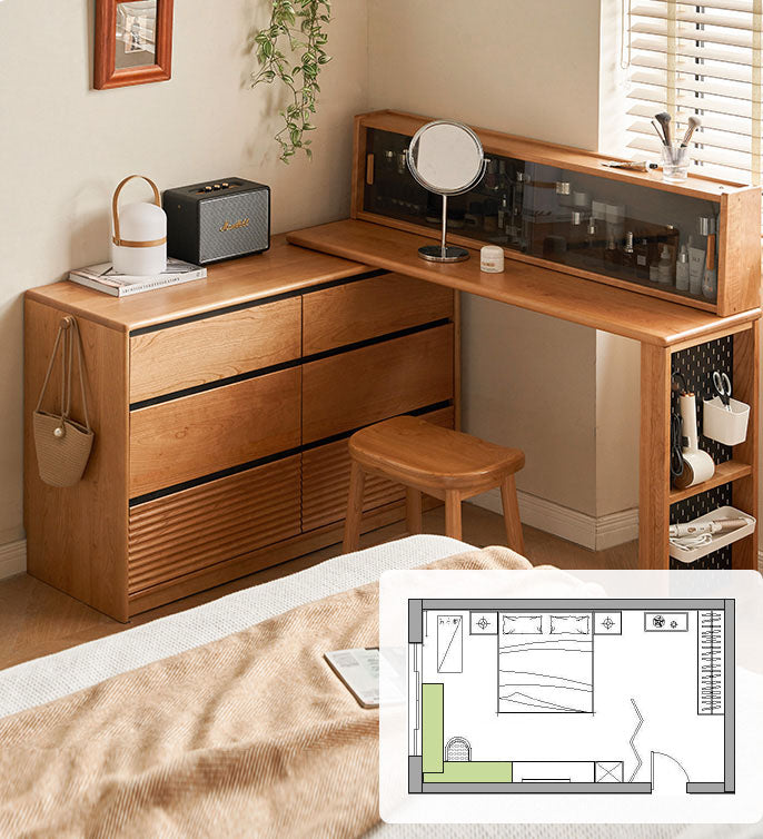 伸長式ドレッサー デスク・チェスト収納付き Y00D10