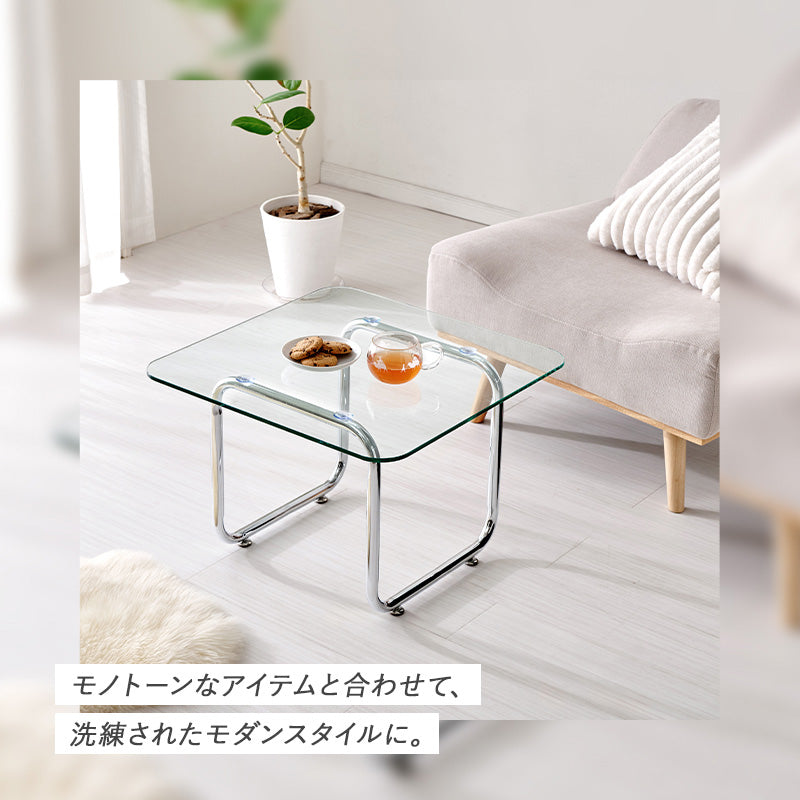 コーヒーテーブル 長方形正方形 ガラステーブル クリアサイドテーブル