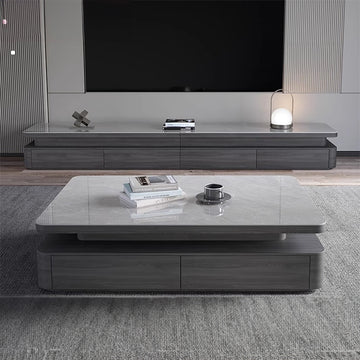 リビングテーブル 完成品セラミック天板 モダンデザインのロータイプ収納付きコーヒーテーブルhykg-5867