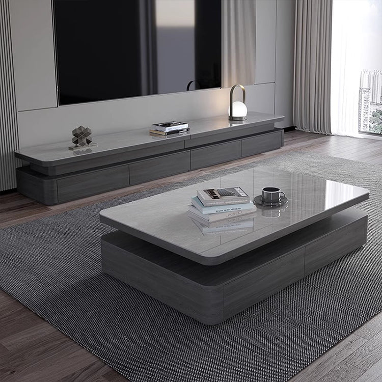 リビングテーブル 完成品セラミック天板 モダンデザインのロータイプ収納付きコーヒーテーブルhykg-5867