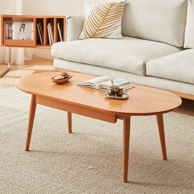 コーヒーテーブル引き出し付き　無垢材ローテーブル fcp-1316