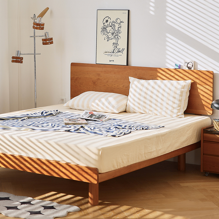 ヘッドボードフレーム ブラックチェリー材 天然木製ベッドhldmz-5853