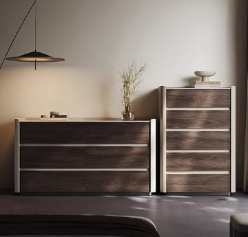 モダンデザインのチェスト収納｜セラミック＆PUレザー仕上げ　fhx-4578