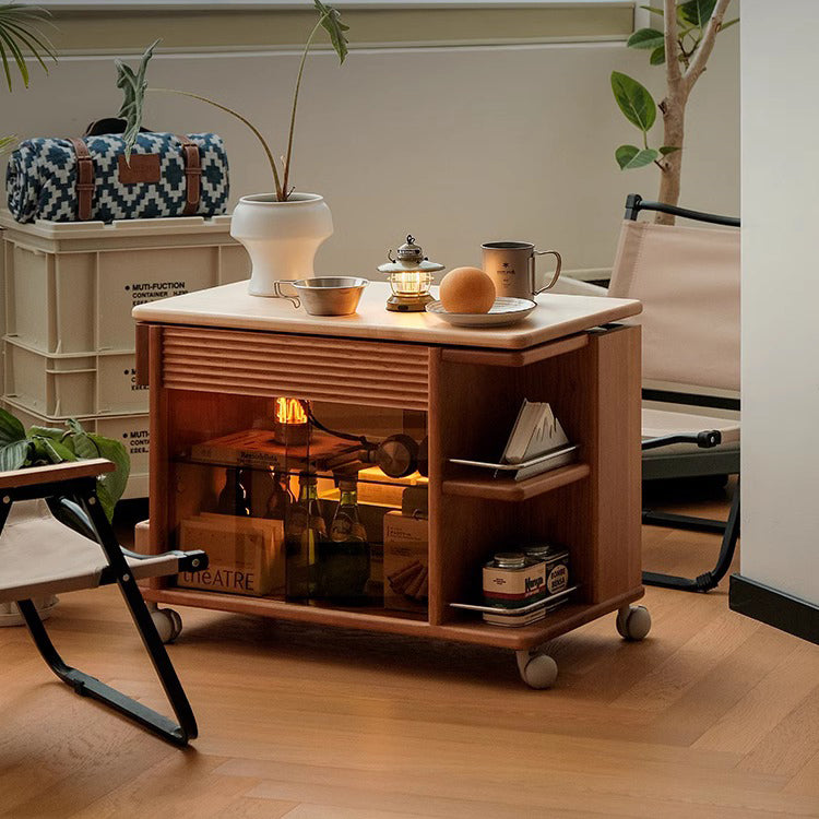 ワゴンキャスター付きカート 昇降式サイドテーブル hqx-6115