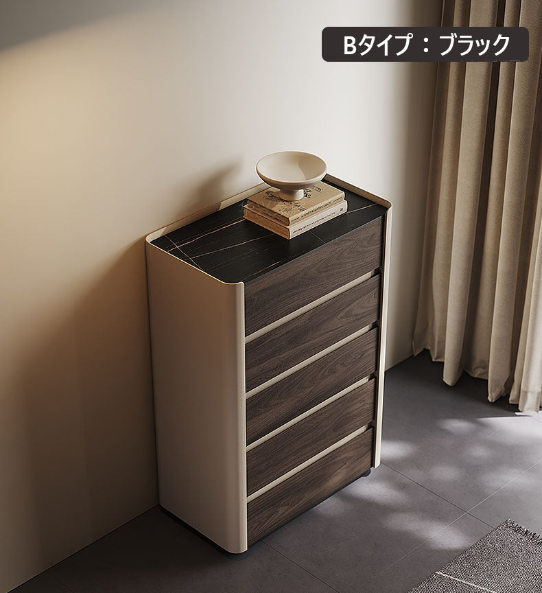 モダンデザインのチェスト収納｜セラミック＆PUレザー仕上げ fhx-4578