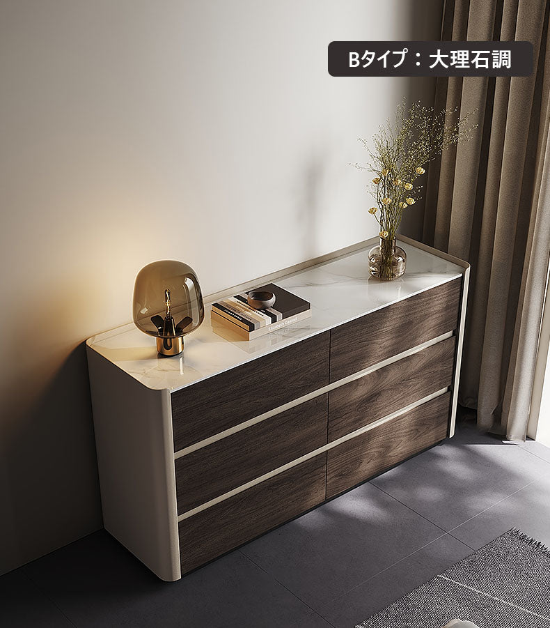 モダンデザインのチェスト収納｜セラミック＆PUレザー仕上げ fhx-4578