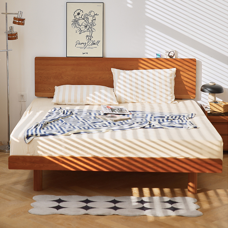 ヘッドボードフレーム ブラックチェリー材 天然木製ベッドhldmz-5853