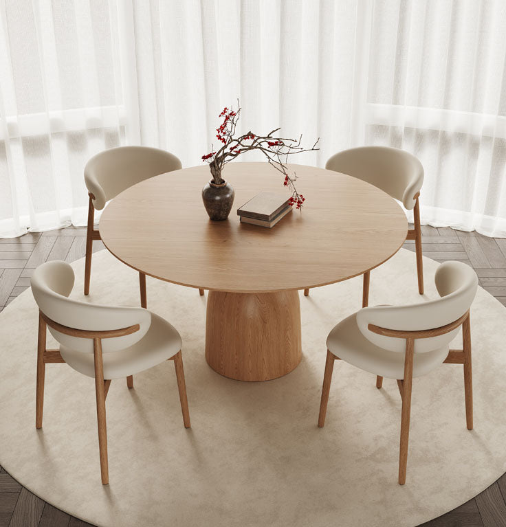 アッシュ材木製 丸テーブル 円形ダイニングテーブル 三色展開