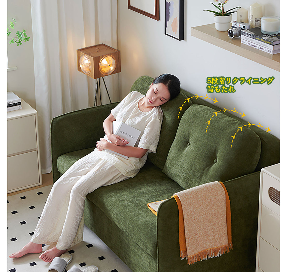 ソファベッド コーデュロイ 幅130〜230cm（5サイズ） 2WAY オリーブ fbj-6326