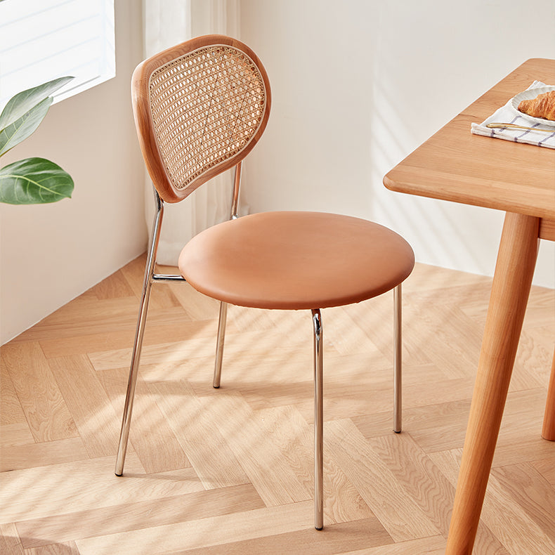 アッシュ材＆ラタン使用　ダイニングチェア 　合成皮革座面　金属脚　 fcp-1283 - BestKagu