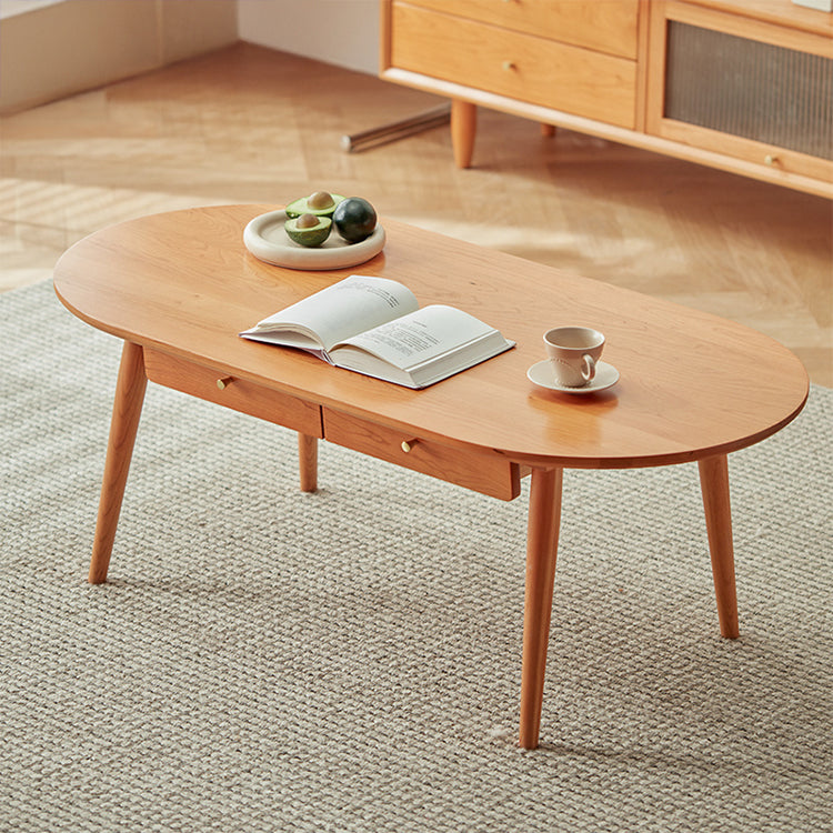 コーヒーテーブル引き出し付き　無垢材ローテーブル fcp-1316