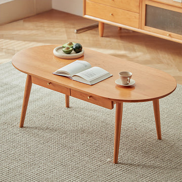 コーヒーテーブル引き出し付き　無垢材ローテーブル fcp-1316