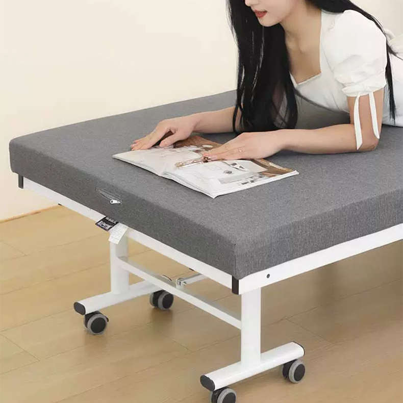 ベッドフレーム 綿麻 幅70〜150cm（7サイズ） 折りたたみ式 グレー fcsnm-1550