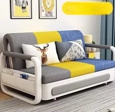 モダンデザインの綿麻ソファー - 無垢材フレーム & PUレザー製、収納付きの快適リビング必需品！ fdh-4760