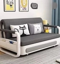 モダンデザインの綿麻ソファー - 無垢材フレーム & PUレザー製、収納付きの快適リビング必需品！ fdh-4760