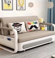 モダンデザインの綿麻ソファー - 無垢材フレーム & PUレザー製、収納付きの快適リビング必需品！ fdh-4760