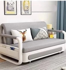 モダンデザインの綿麻ソファー - 無垢材フレーム & PUレザー製、収納付きの快適リビング必需品！ fdh-4760