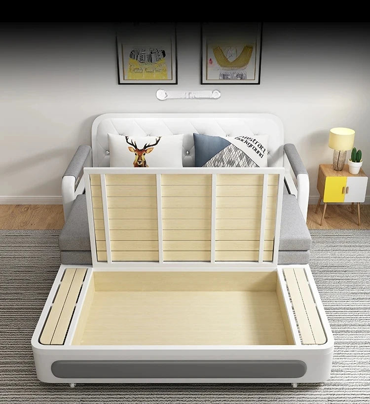 モダンデザインの綿麻ソファー - 無垢材フレーム & PUレザー製、収納付きの快適リビング必需品！ fdh-4760