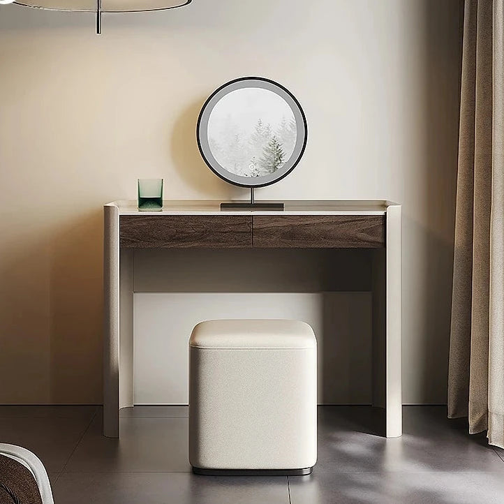 洗練されたデザインの化粧台 - 多層板・セラミック・合成皮革製のモダンスタイル 収納付きコンソールテーブル fhx-4575