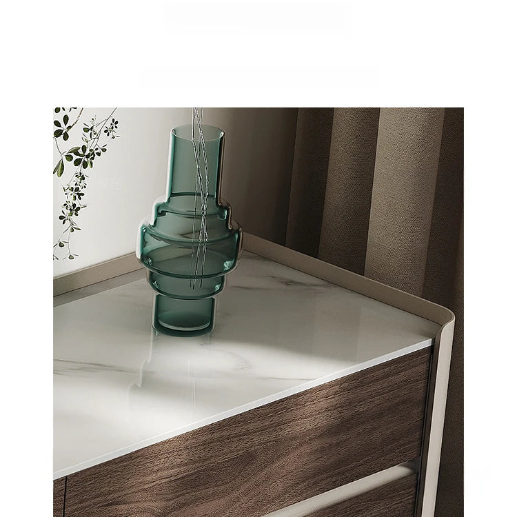 モダンデザインの多層板セラミック化粧台 - スタイリッシュ・合成皮革スツール付き収納家具 fhx-4577