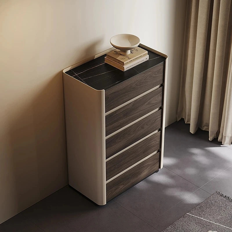 モダンデザイン多層板キャビネット｜セラミック＆PUレザー仕上げ｜収納力抜群のインテリア家具 fhx-4578