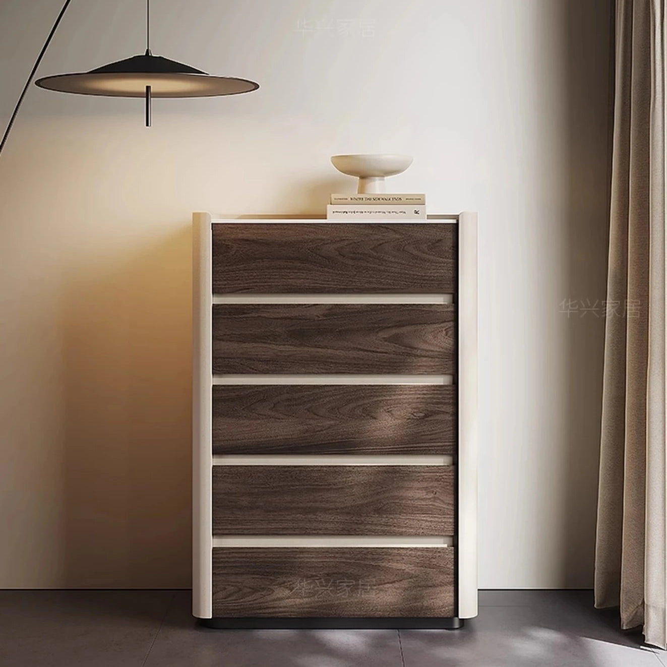 モダンデザイン多層板キャビネット｜セラミック＆PUレザー仕上げ｜収納力抜群のインテリア家具 fhx-4578