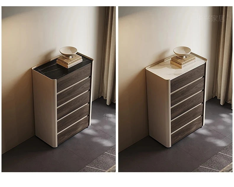 モダンデザイン多層板キャビネット｜セラミック＆PUレザー仕上げ｜収納力抜群のインテリア家具 fhx-4578