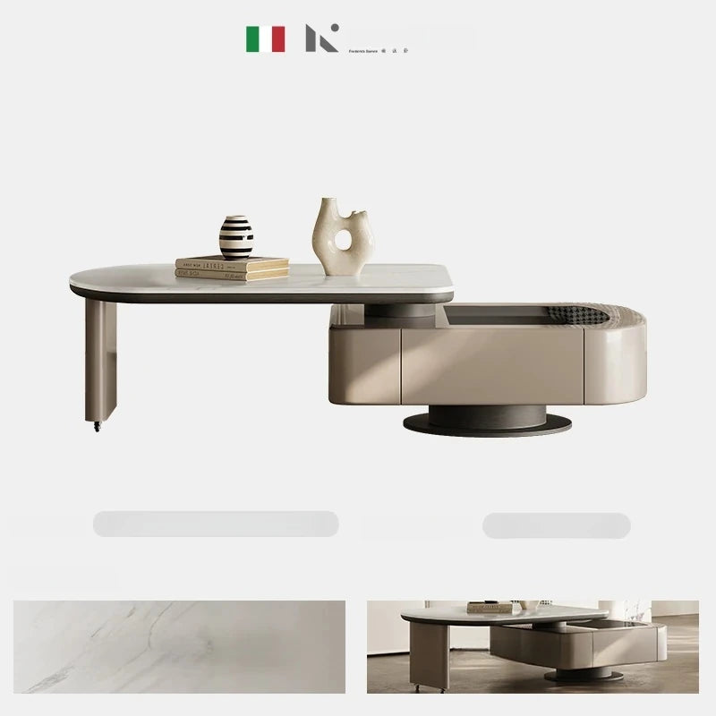 モダンデザインのセンターテーブル｜強化ガラスとパイン材使用｜リビングルームに最適な収納機能付きコーヒーテーブル fjd-4717